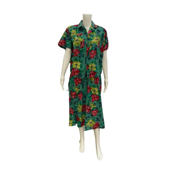 Liz Wear Vintage 80s Green Floral Skirt Petite Small - Picture 8 of 10